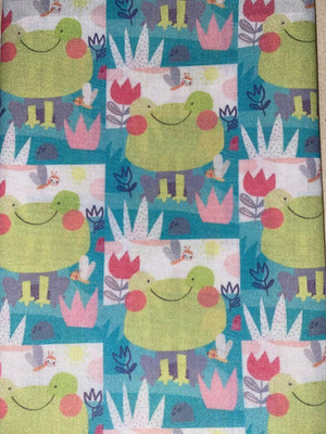 FQ Fat Quarter CRAZY FROGS Cotton Poly Blend Fabric 18''X22'' NEW