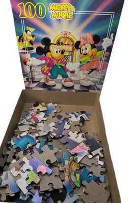 Vintage 1986 Disney Mickey and Minnie 50s Diner Dancing Jukebox 100 Piece Puzzle