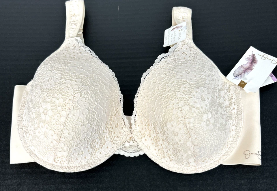 Sujetador Jessica Simpson 38D Figura Completa Marfil Espalda Alisador Encaje Copas Correas Nuevo con Etiquetas Foto 2 de 4