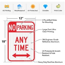 2 Pack No Parking Sign 18x12" Reflective Aluminum