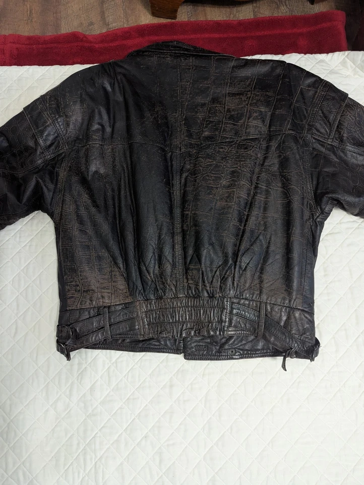 男式仿旧皮革夹克高清质量,坚固,状况完好 — 第 4/4 张图片