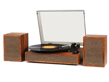 Vinyl Record Player with External Speakers, 3 Speed Bluetooth Turntable for V...