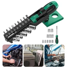 15Pcs Mini Ratchet Screwdriver Multiple Tool Bit Set 1/4" Drive Socket Wrench