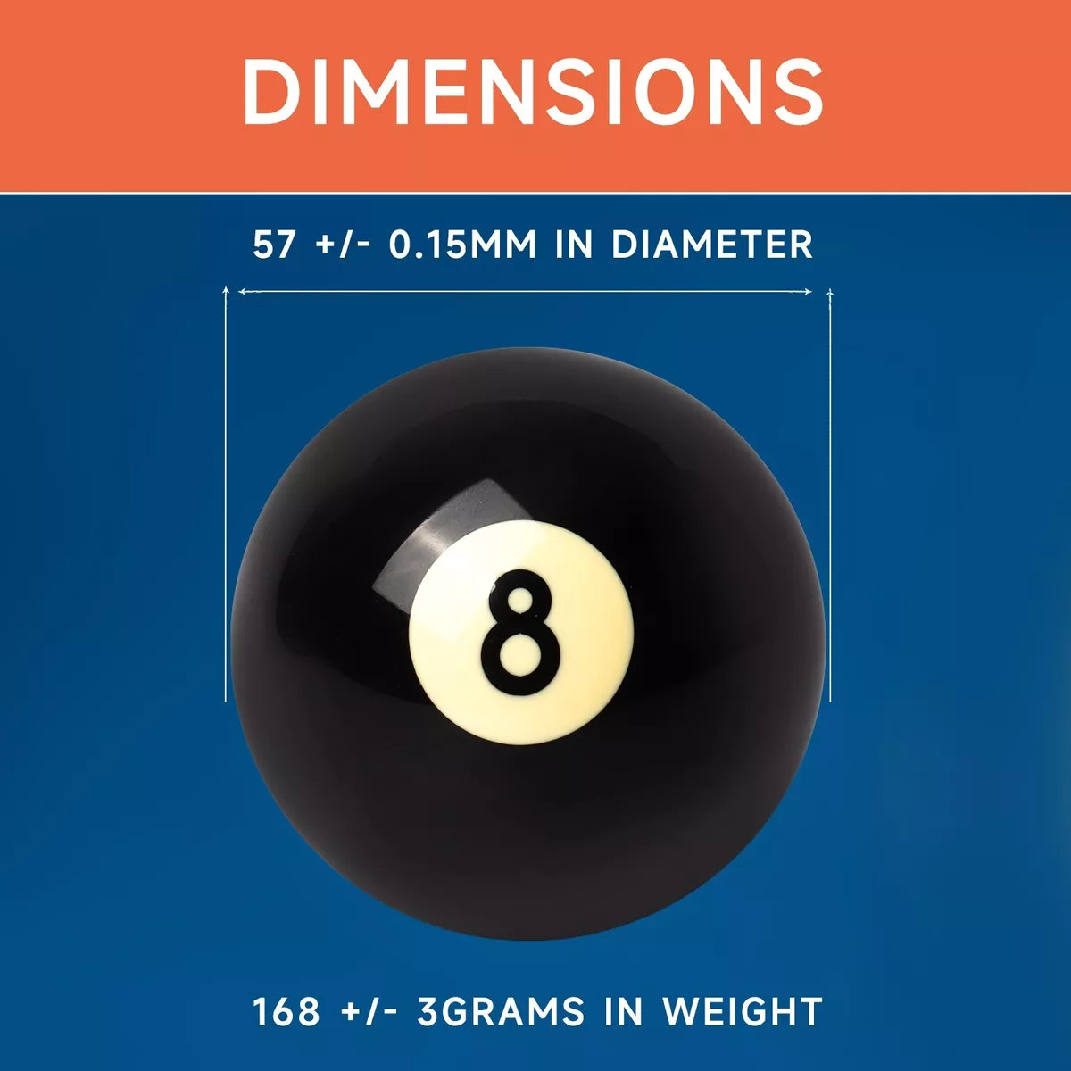 Number 8 Pool Ball - 2 1/4 Billiards Regulation Size Pool Balls