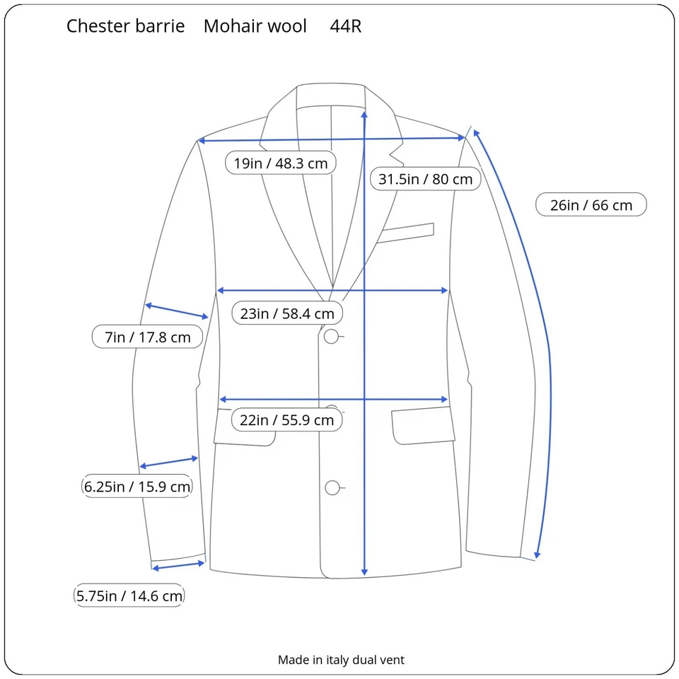 Blazer Chester Barrie 44R 54it Lona Completa Lana Mohair Ventilación Tonal Hecho en Italia Foto 2 de 4