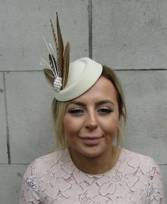 cream pillbox hat