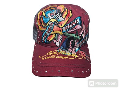 Vintage Ed Hardy Christian Audigier Trucker Hat Rare Golden  display picture 1