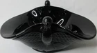 VTG L E Smith Black Amethyst Bird Handle Depression Glass Decorative Bowl 7.5"