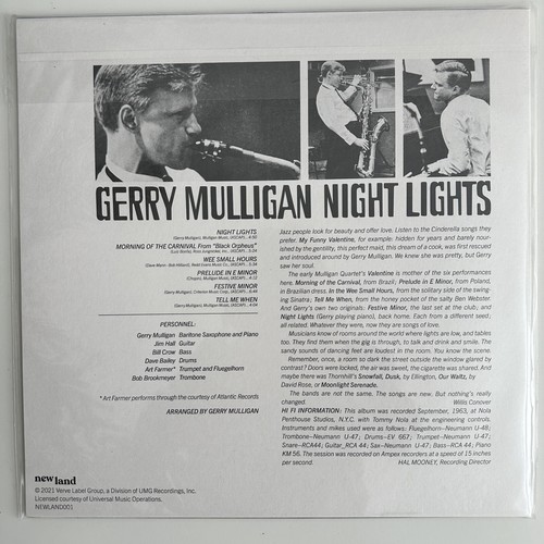 GERRY MULLIGAN NIGHT LIGHTS KAVIN GRAY PALLAS GERMANY 180G LP NEW SEALED - Picture 2 of 2
