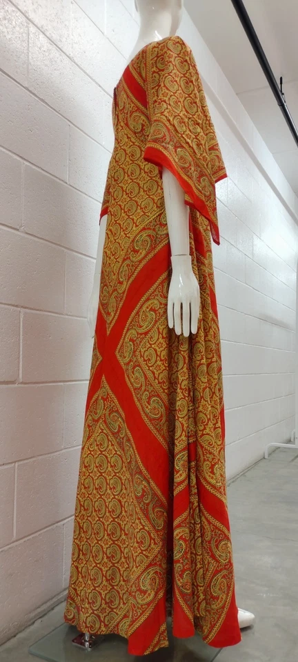 Vestido Hippie Años 60 Años 70 Mangas Ala de Ángel Pañuelo Hippie Paisley Indio M Foto 4 de 4