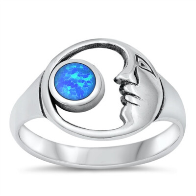 Opal Mond Sterling Silber Ring