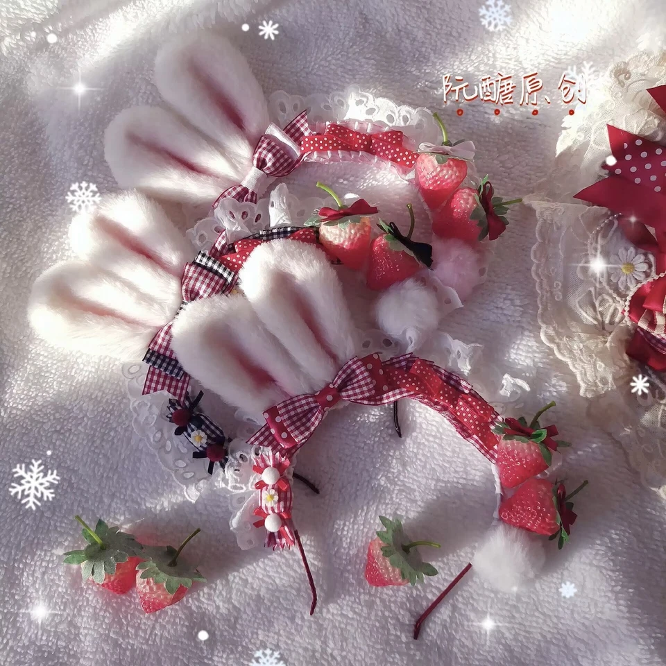 Lolita Headband Maid Strawberries Hair accessories Headwear Japanese - Image 2 of 4
