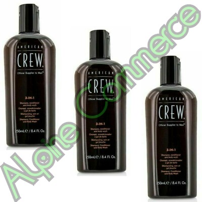 *3-Pack* American Crew 3-IN-1 Shampoo Conditioner & Body Wash 8.4 Oz