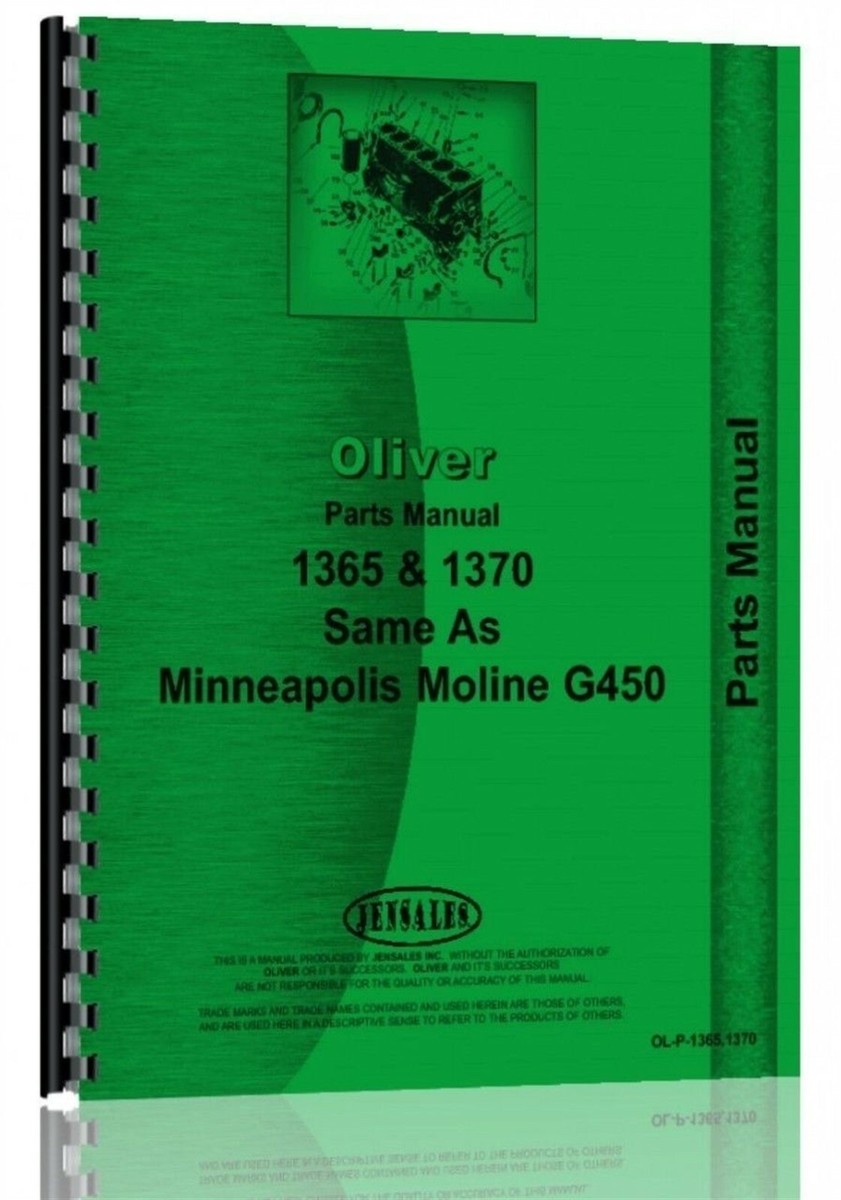 Oliver 1365 1370 Tractor Parts Manual Catalog Minneapolis Moline