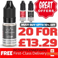 Nicotine Shots 10ml 18mg 15mg Nic Shots Drops Vape Juice Flavour 70% 100% VG