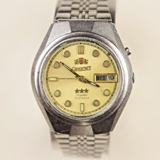 Vintage Orient 3 Star Crystal F469141A-6A CT Automatic, Gold Dial Day/Date Watch