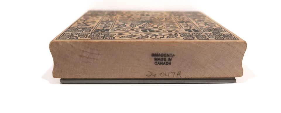 Sello de bloque de madera de goma magenta, azulejo floral, 26047R Foto 3 de 3