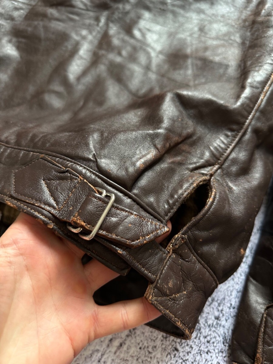 Antique 1940s French Cyclist Hartmann Leather Jacket WW2 Era