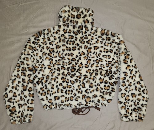 Victoria Secret Know One Cares Faux Fur Cheeta Sherpa Hoodie Jacket Leopard XS - Picture 3 of 8