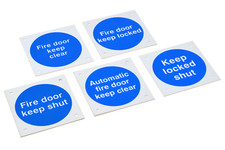 Fire Exit Signs, Blue & white door signage, 80mm x 80mm square sign