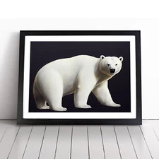 The Enticing Polar Bear Framed Canvas Wall Art Print Poster Picture, Home Decor