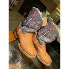 Big Girls Tin Haul Cowboy/Cowgirl boots Big kids size 4 brown/navy/hot pink