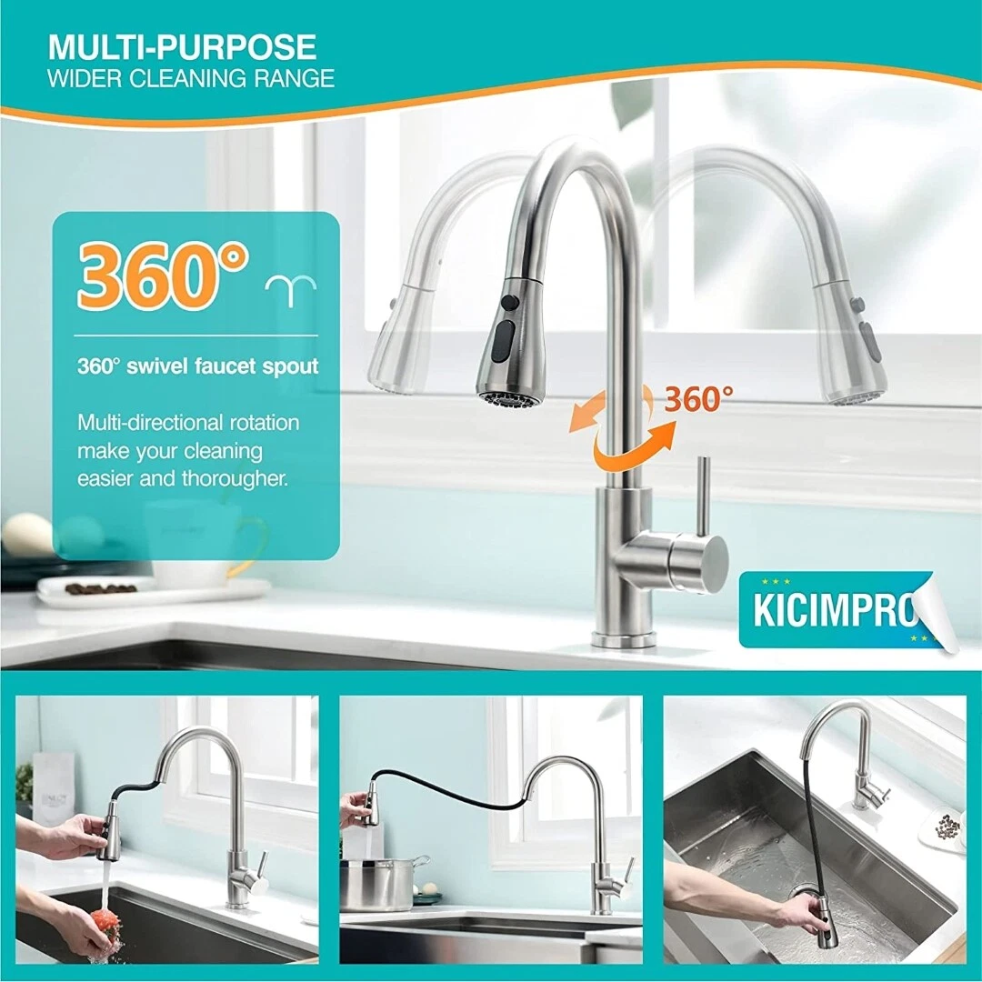 Grifo De Fregadero Para Cocina Con Pulverizador Extra ble Acero