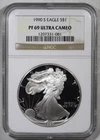 1990 S American Silver Eagle Proof NGC PF69 ULTRA CAMEO