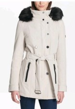 Andrew Marc Women's Softshell Jacket With Faux Fur Trim Hood Size L