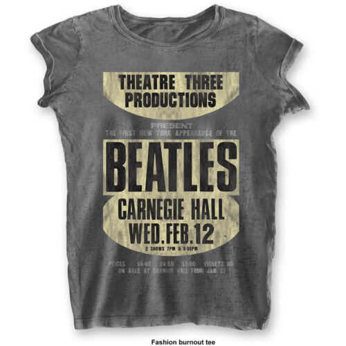 The Beatles 'Carnegie Hall' Womens Burnout T-Shirt - Nuovo - Foto 1 di 1
