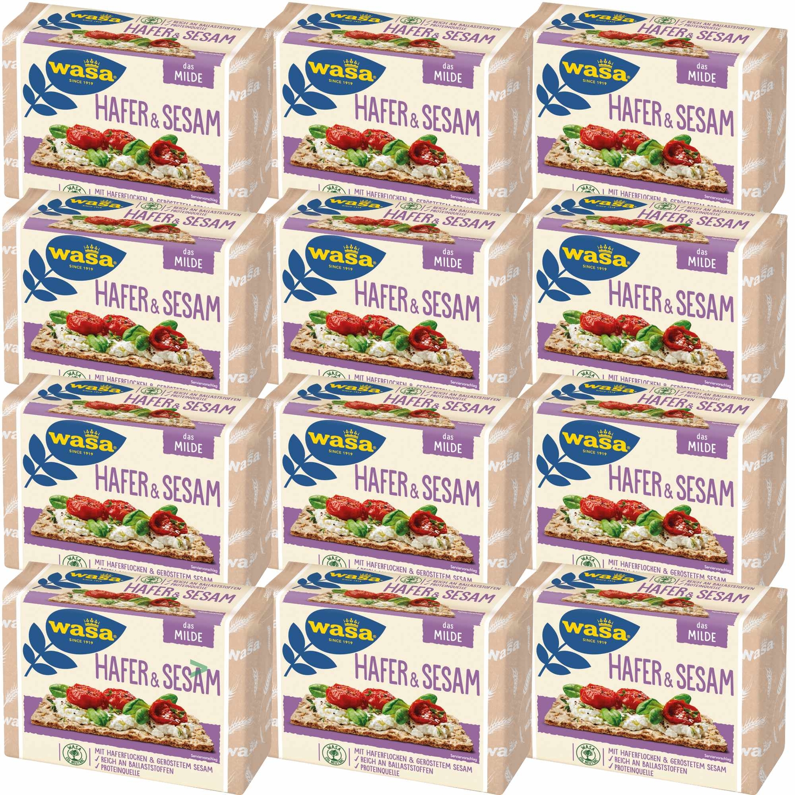 Wasa Knäckebrot Hafer & Sesam VPE 12x230g Packung