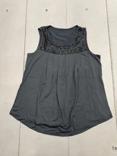 Shein Gray Lace Neckline Sleeveless Tank Top Womens Size Large