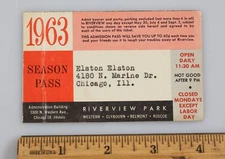 Vintage 1963 Riverview Park Season Pass Chicago Amusement Park Elston Elston