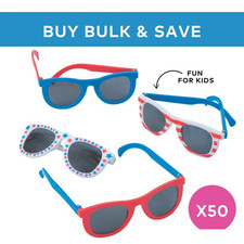 5" Bulk 50 Pc. Kids Patriotic Plastic Sunglasses - Morris Costumes
