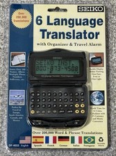 SEIKO 6 Language Translator Model DF-4033 Travel Alarm Organizer Black