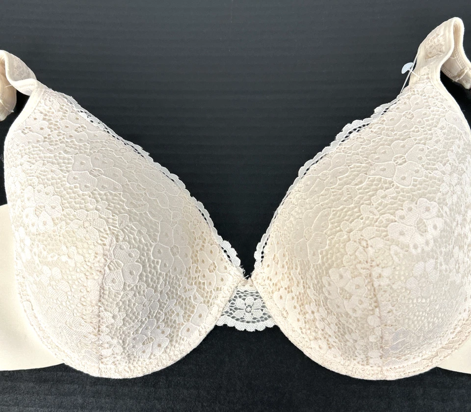 Sujetador Jessica Simpson 38D Figura Completa Marfil Espalda Alisador Encaje Copas Correas Nuevo con Etiquetas Foto 3 de 4