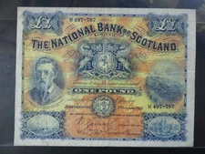 EARLY DATE 1922 NATIONAL BANK OF SCOTLAND SQUARE £1 BANKNOTE GF
