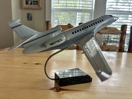Private Jet Aircraft Model Airplane Desk/Shelf Display on Stand. Falcon 7X