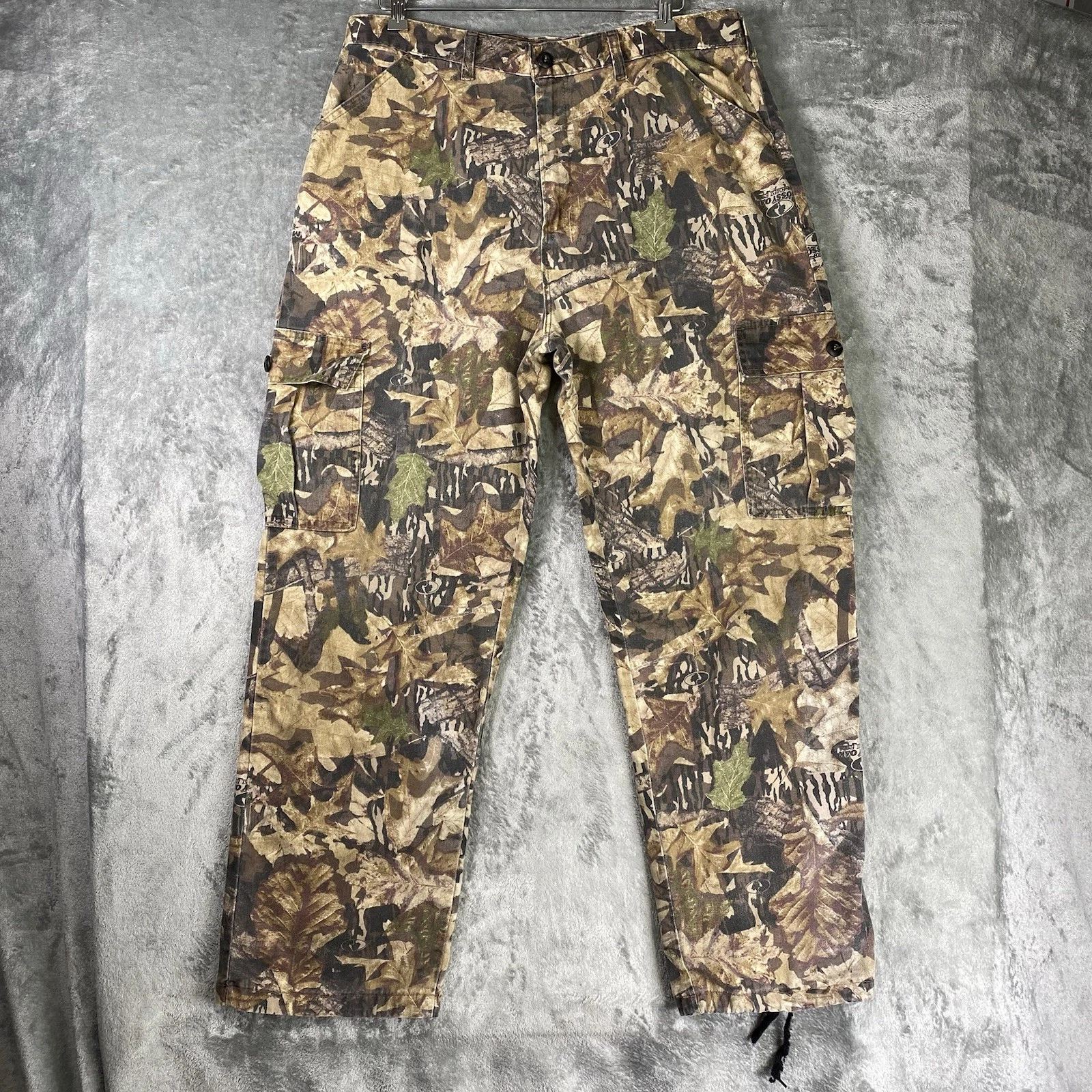 Vintage Jerzees Pants Mens Size L Mossy Oak Forest Floor Camo Cargo Outdoor Hunt