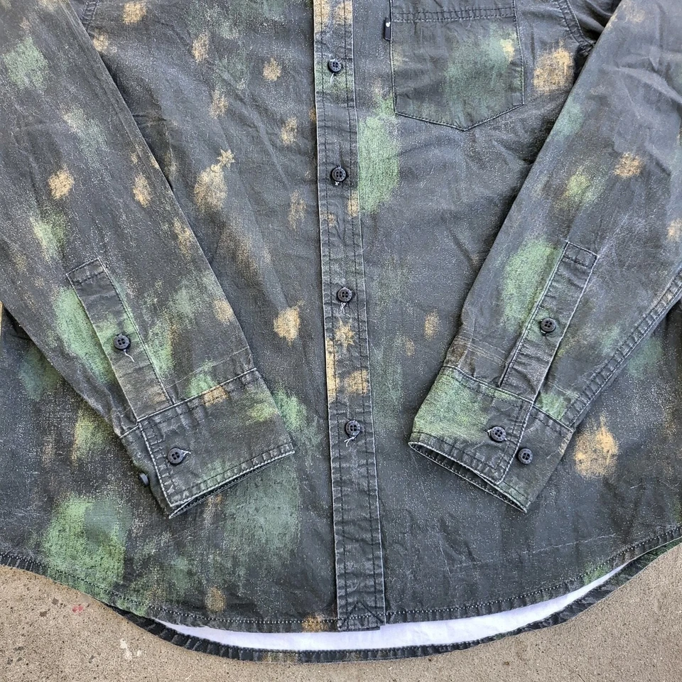 Camisa The Hundreds Para Hombre Talla M Verde Camuflada Exterior Cera Manga Larga Abotonada Foto 3 de 4