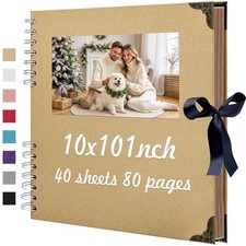 Scrapbook Album 10x10 Inch, Hardcover Kraft Paper Photo Album with 40 Sheets/80