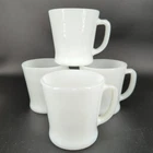 4 Anchor Hocking Fire King White Milk Glass D Handle Vtg Mugs NICE!