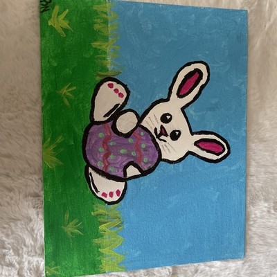 Custom Hand painted Acrylic Easter bunny Painting  14x11
