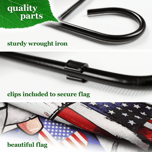 Combo Pack Garden Flag Stand Black 36x16 in and Garden Flag 12x18 in Patriotic - Picture 4 of 9