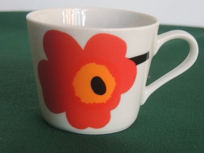 2001 Marimekko ''Unikko'' Mug Red/Orange Poppy Milia Isola 1965/ K.I. Finland