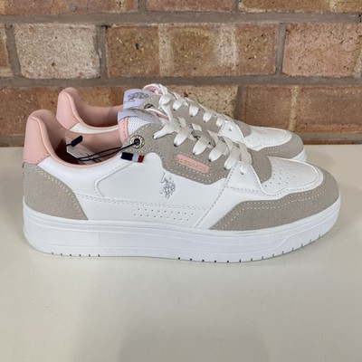 US Polo Assn Kosmo Sneaker Turnschuhe UK Größe 6 weiß pink