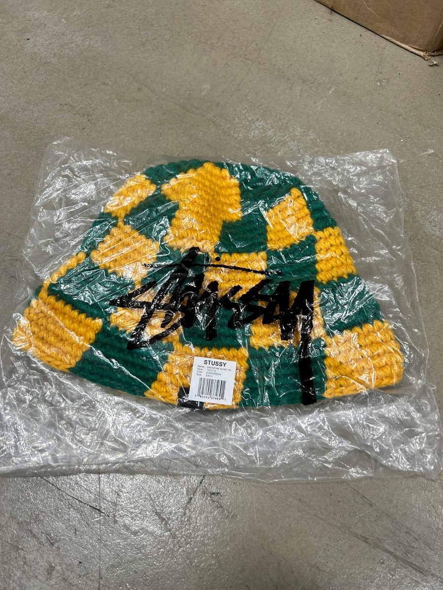 Stussy BUCKET HAT CHECKER KNIT YELLOW / GREEN | eBay