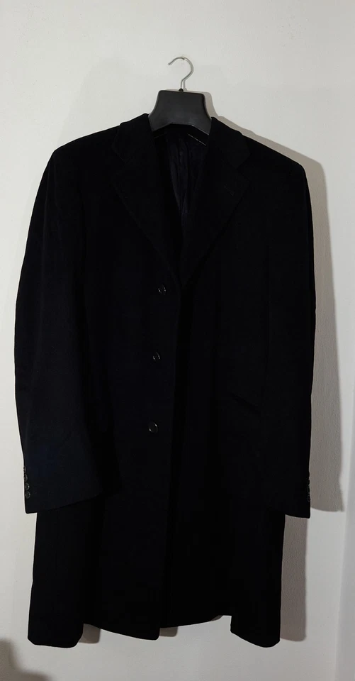 Cappotto Canali Wool Cashmere Lana Overcoat Coat size EU 52 Black great! - Imagen 4 de 4