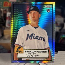Braxton Garrett 2021 Topps Chrome Platinum Prism Refractor Rookie Card RC. rookie card picture