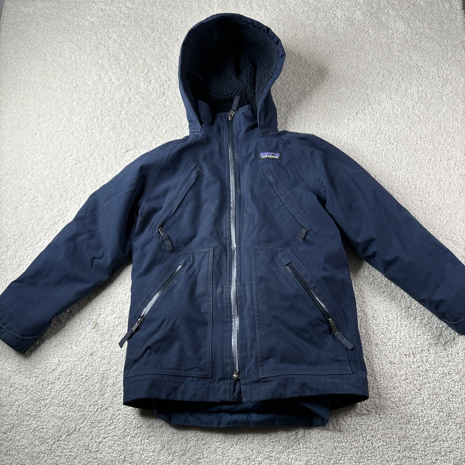 Patagonia Tres 3-1 Parka Jacket Boys XS 5-6 Blue Full Zip H2NO Duck Down 68025